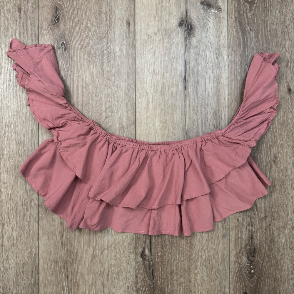 NWOT SHEIN Small Pink Ruffle Crop Top Summer Shirt